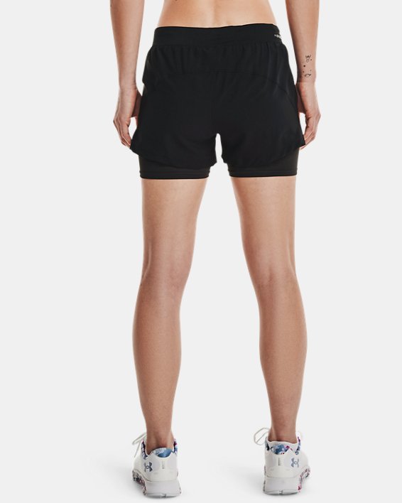 Women's UA Iso-Chill Run 2-in-1 Shorts in Black image number 1
